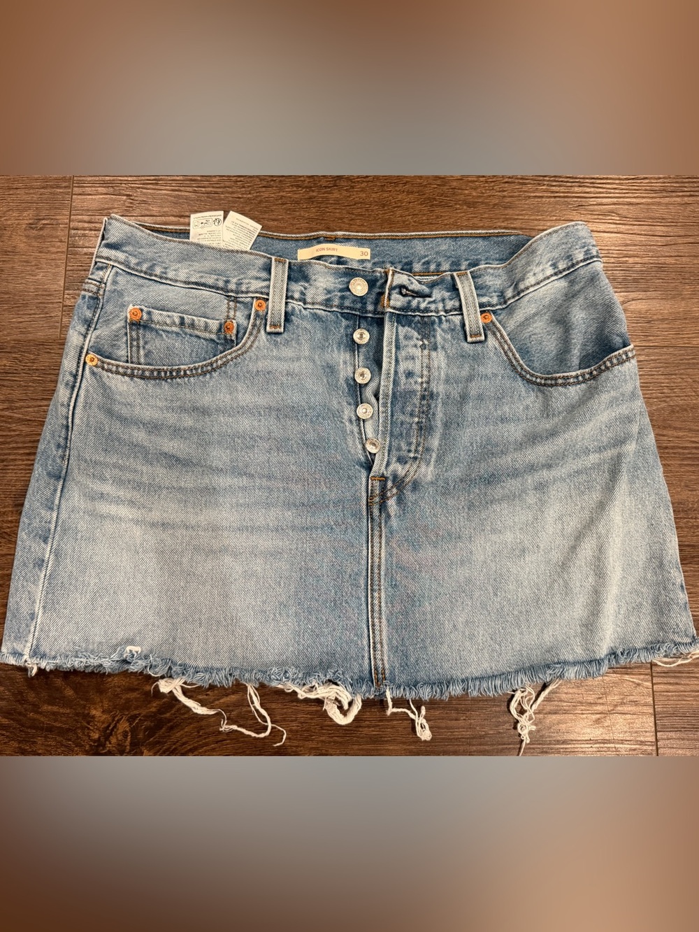 Levi's Light Blue Denim Mini Icon Skirt with Contrast Stitching
